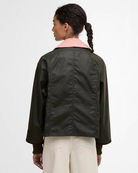 Cropped Beadnell Waxed Jacket Archive Olive/Ancient/Gardenia