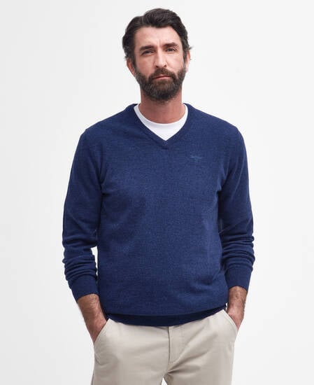 Essential V-Neck Jumper Deep Blue