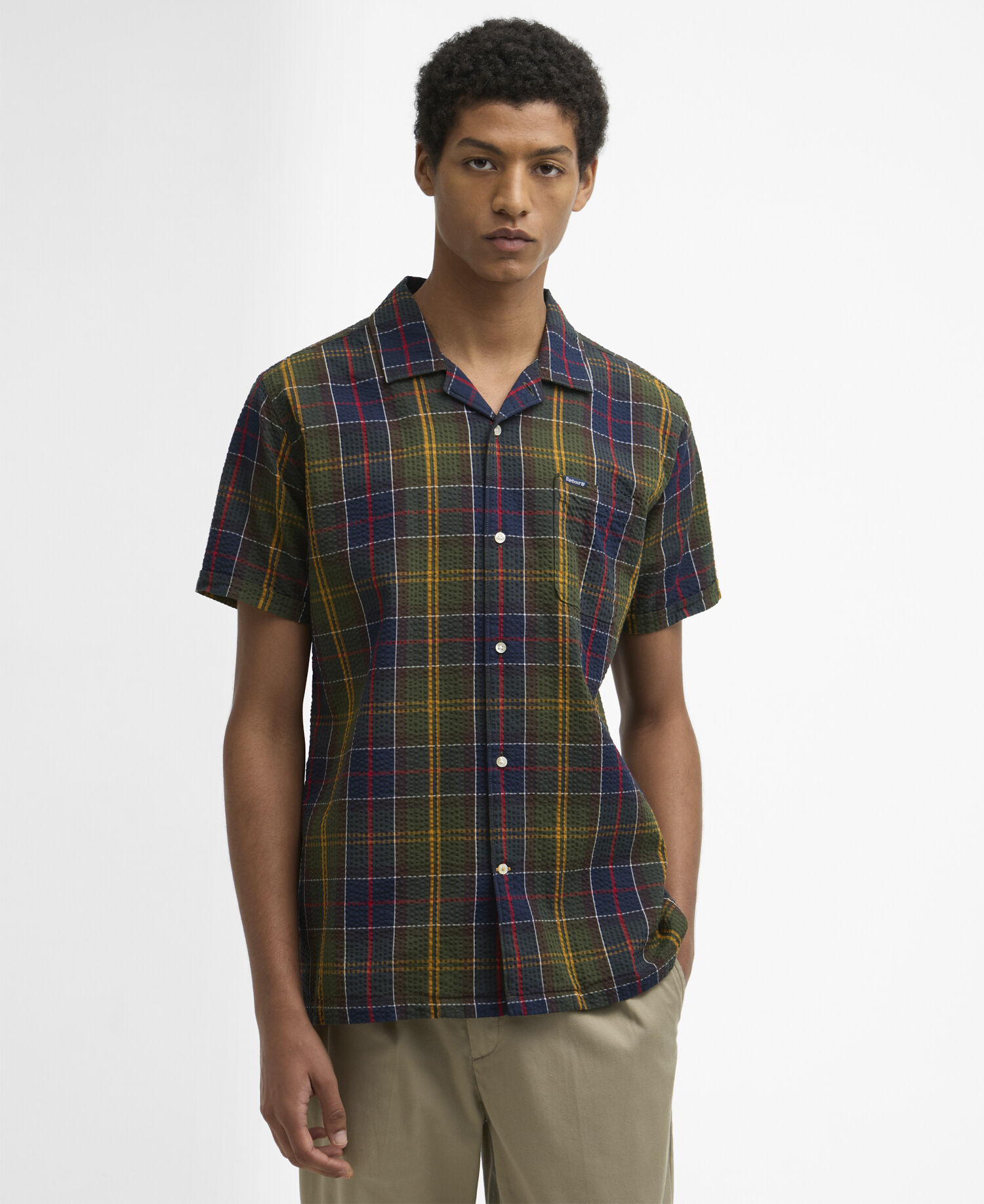 Camicia Clyde a maniche corte in tartan seersucker Classic Tartan