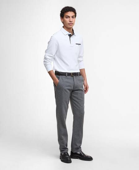 Polo a maniche lunghe leggermente aderente Corpatch White Polo a maniche lunghe leggermente aderente Corpatch White