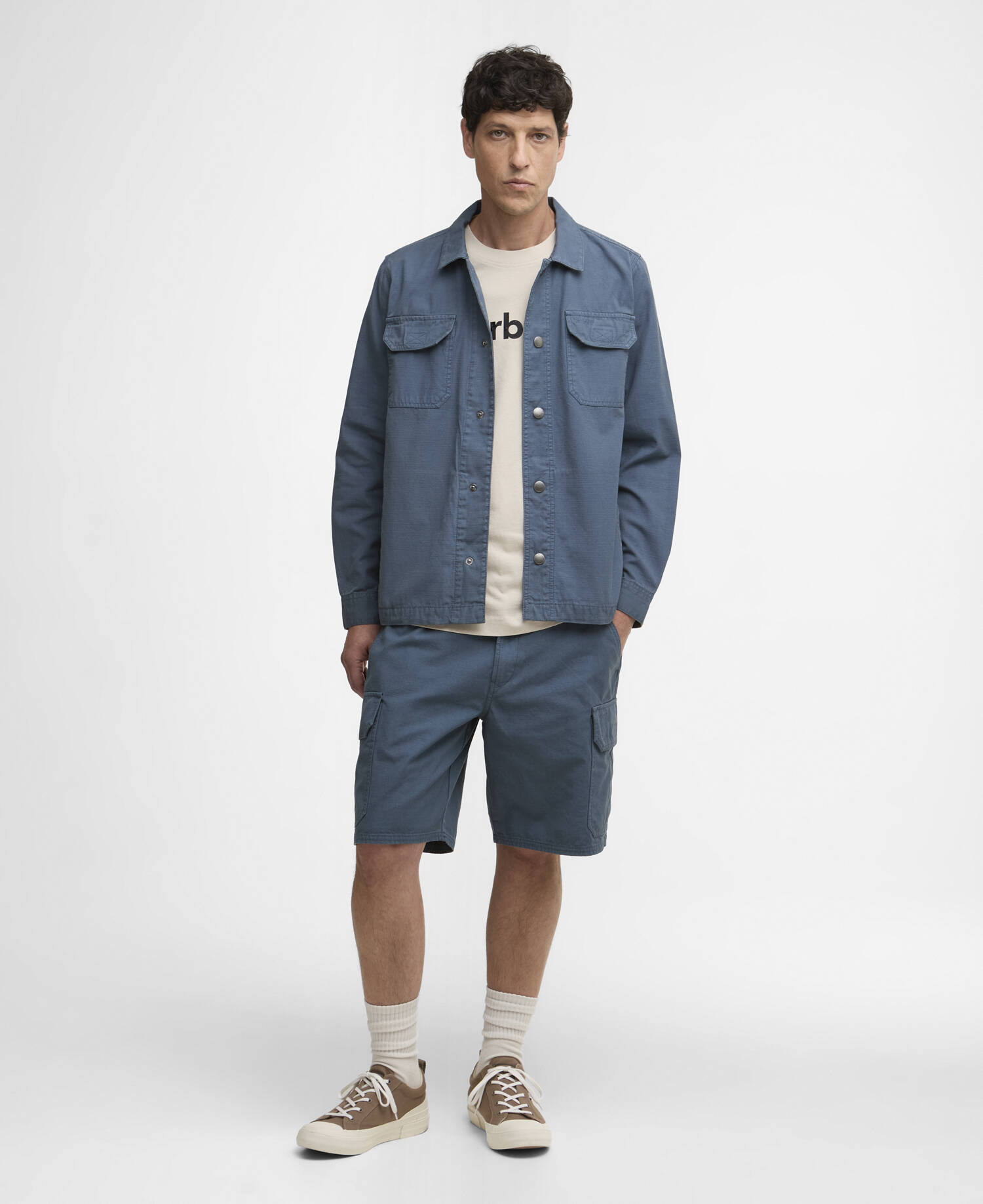 Overshirt in cotone Draftmen Slub Dusk Blue image number 1
