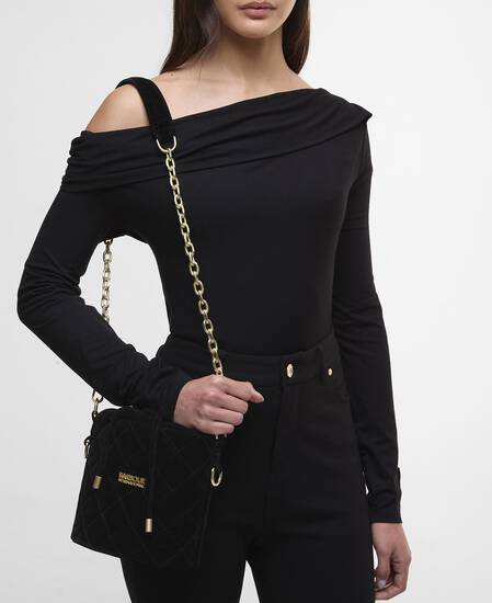 Balham Quilted Mini Bucket Bag Velvet Black