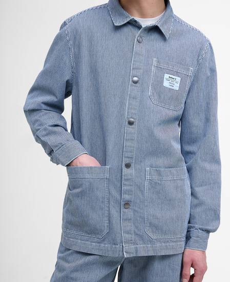 Tindale Striped Overshirt Bleached Blue