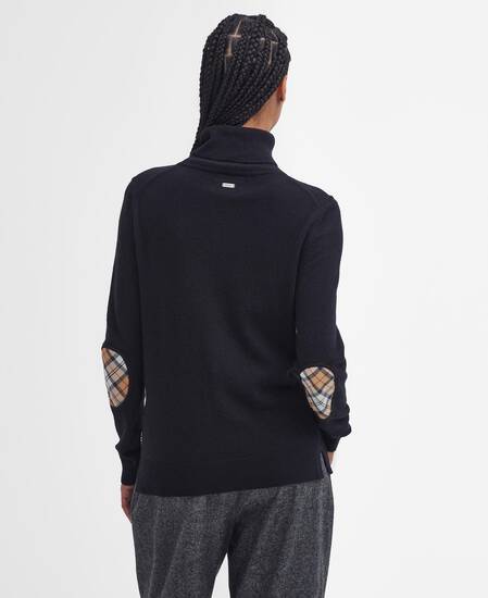 Pendle Roll-Neck Jumper Black-Hessian Tartan