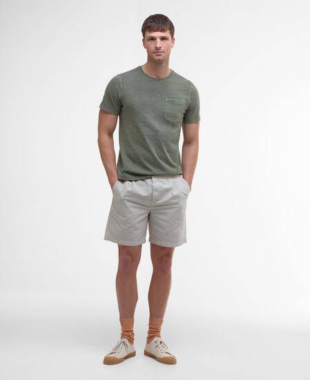 T-shirt con taschino tinta con pigmenti Light Moss
