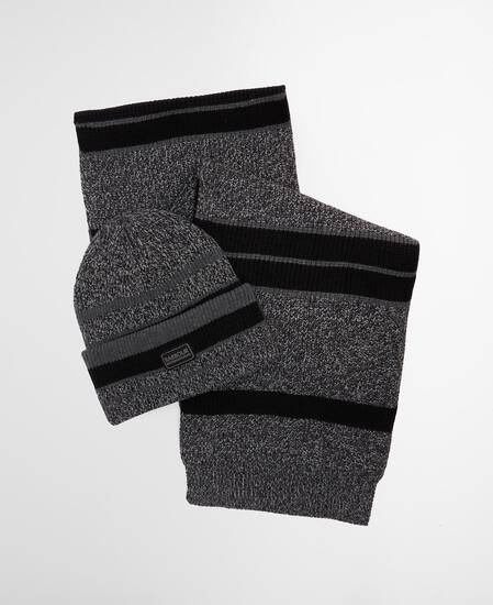 Boston Beanie & Scarf Gift Set Black/Grey