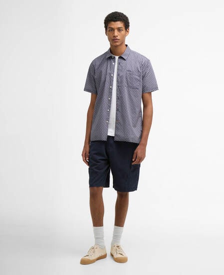 Appledore Printed Regular Short-Sleeved Shirt Navy