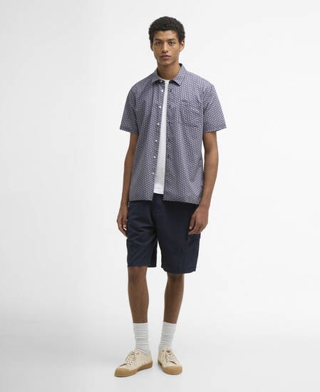 Appledore Printed Regular Short-Sleeved Shirt Navy