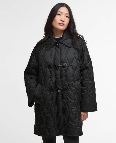 Cosette Quilted Duffle Coat Black/Onyx Tartan