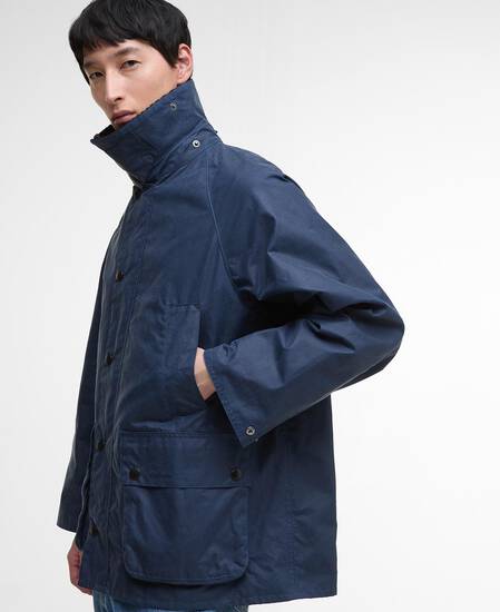 Oversized Bedale Waxed Jacket Washed Cobalt