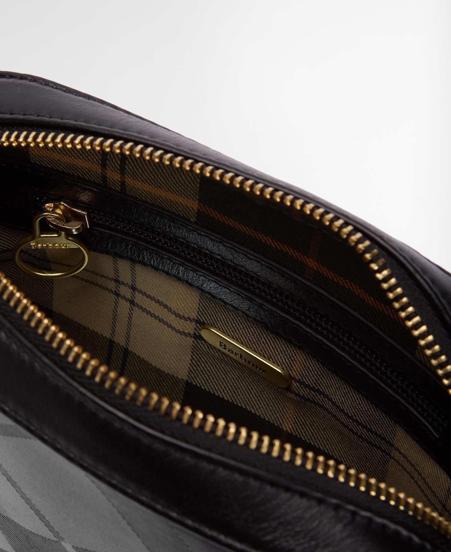 Daphne Deboss Leather Crossbody Bag Black/ Deboss Tartan