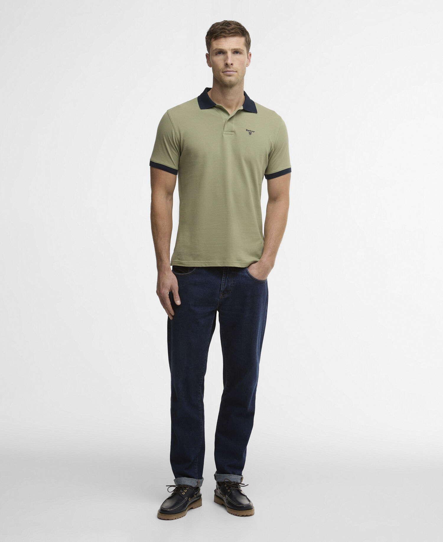 Polo Lynmouth con dettagli a contrasto Laurel Green