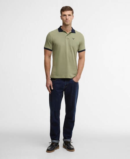 Lynmouth Tipped Polo Shirt Laurel Green