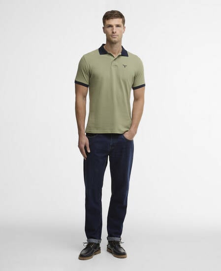 Lynmouth Tipped Polo Shirt Laurel Green