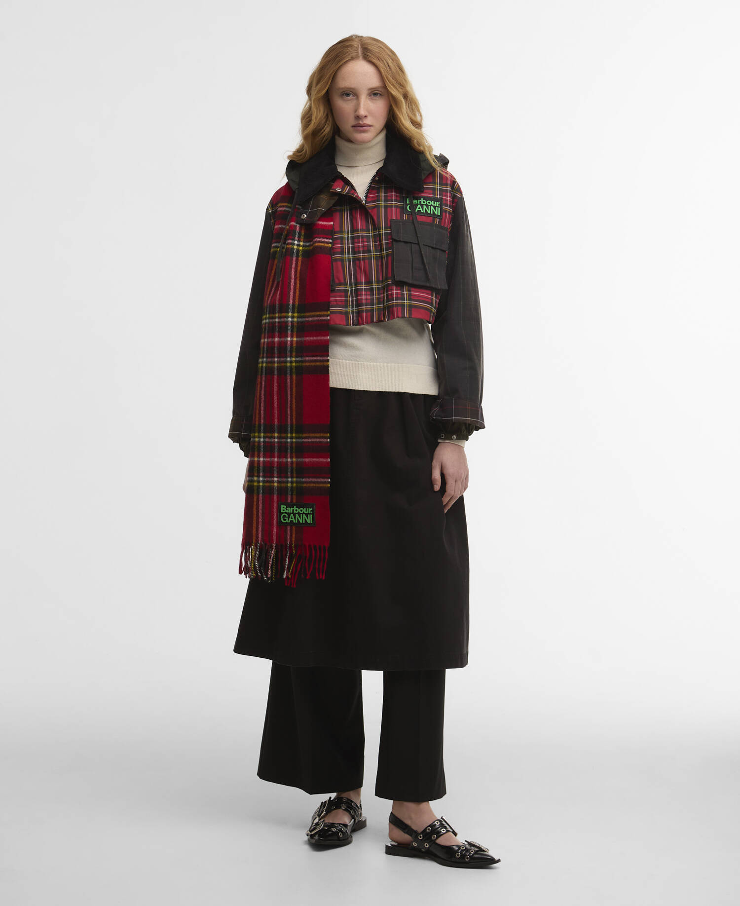 Barbour x GANNI Tartan Scarf Royal Stewart Tartan image number 1