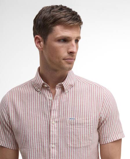 Fulbrook Tailored Short-Sleeved Striped Shirt Earth Pink Fulbrook Tailored Short-Sleeved Striped Shirt Earth Pink