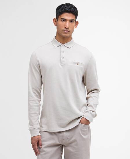 Polo a maniche lunghe leggermente aderente Farmwell Washed Stone