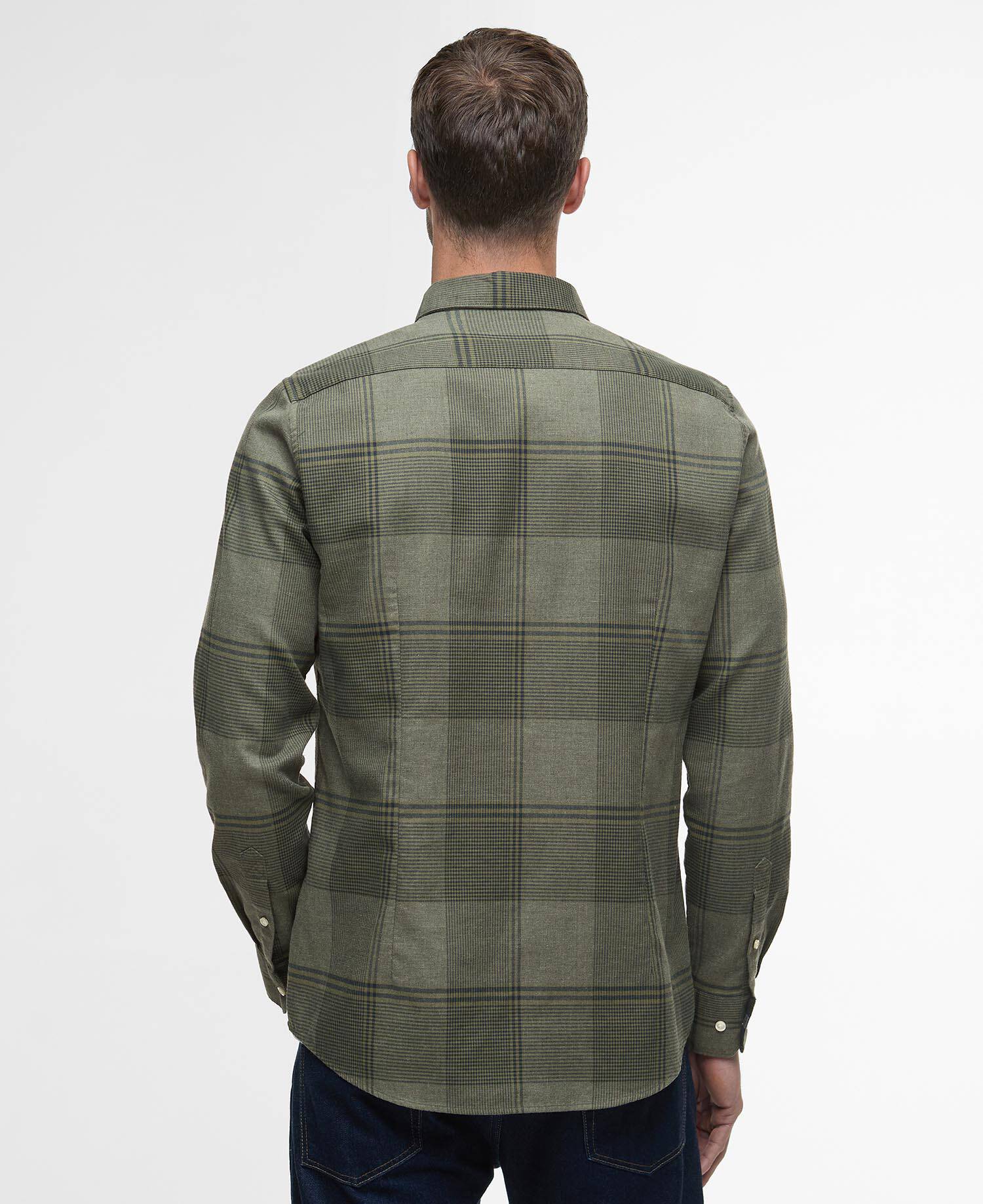 Heaney Checked Tailored Shirt Olive image number 2