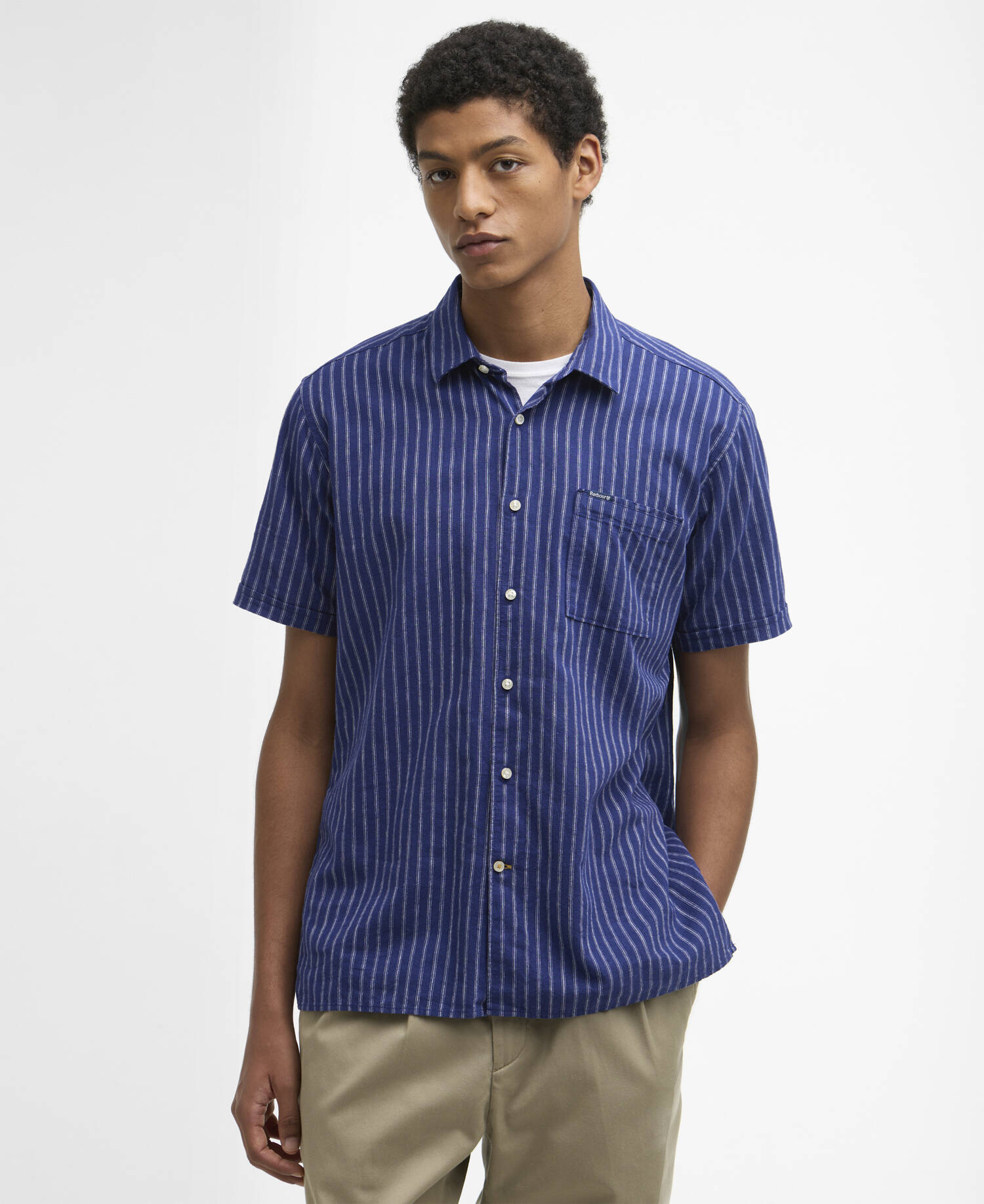 Nelson Striped Short-Sleeved Shirt Indigo image number 0