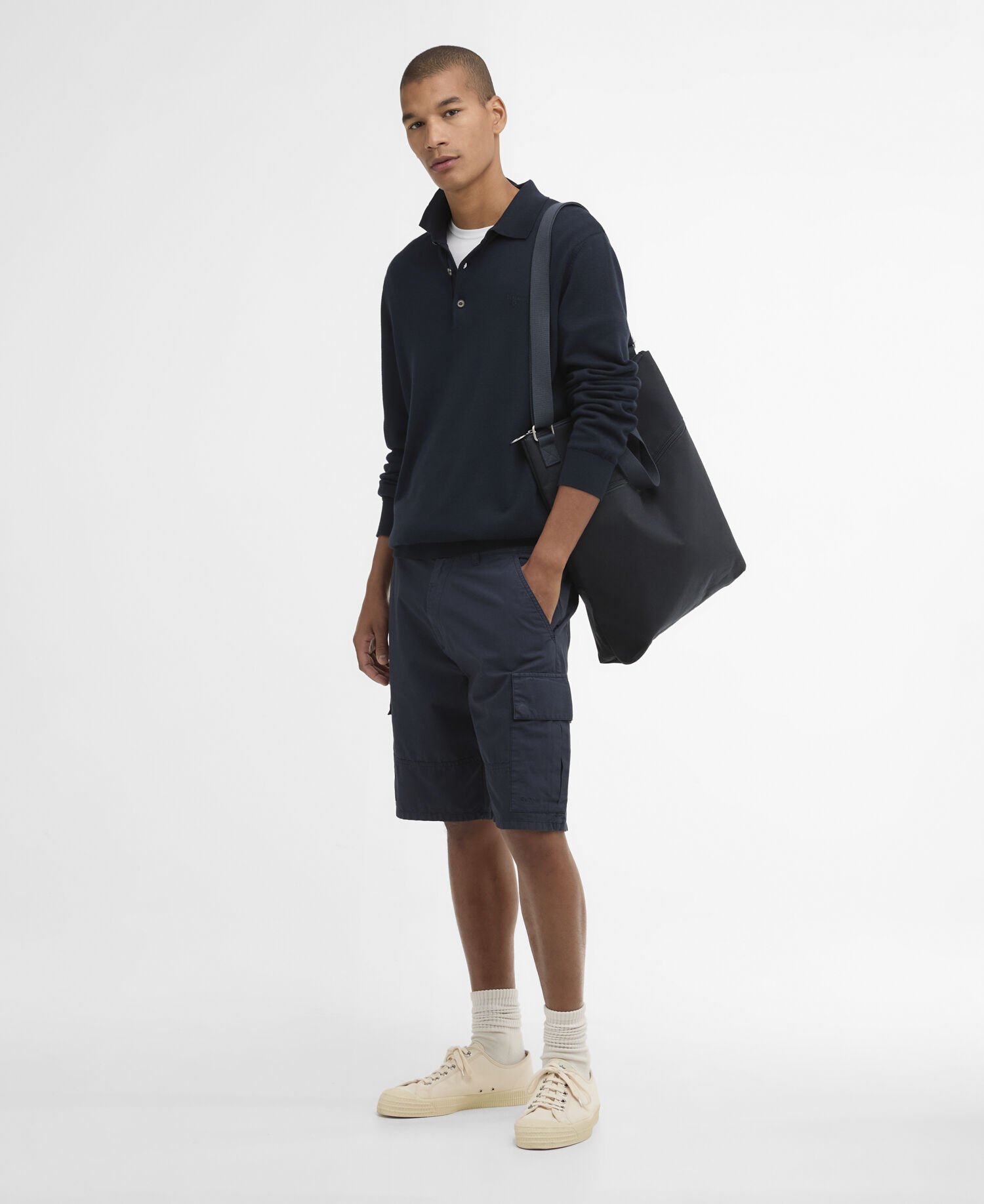 Langarm-Strickpoloshirt Pima Navy