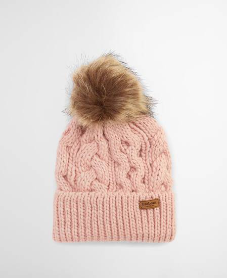 Penshaw Cable-Knit Beanie Pink Blush
