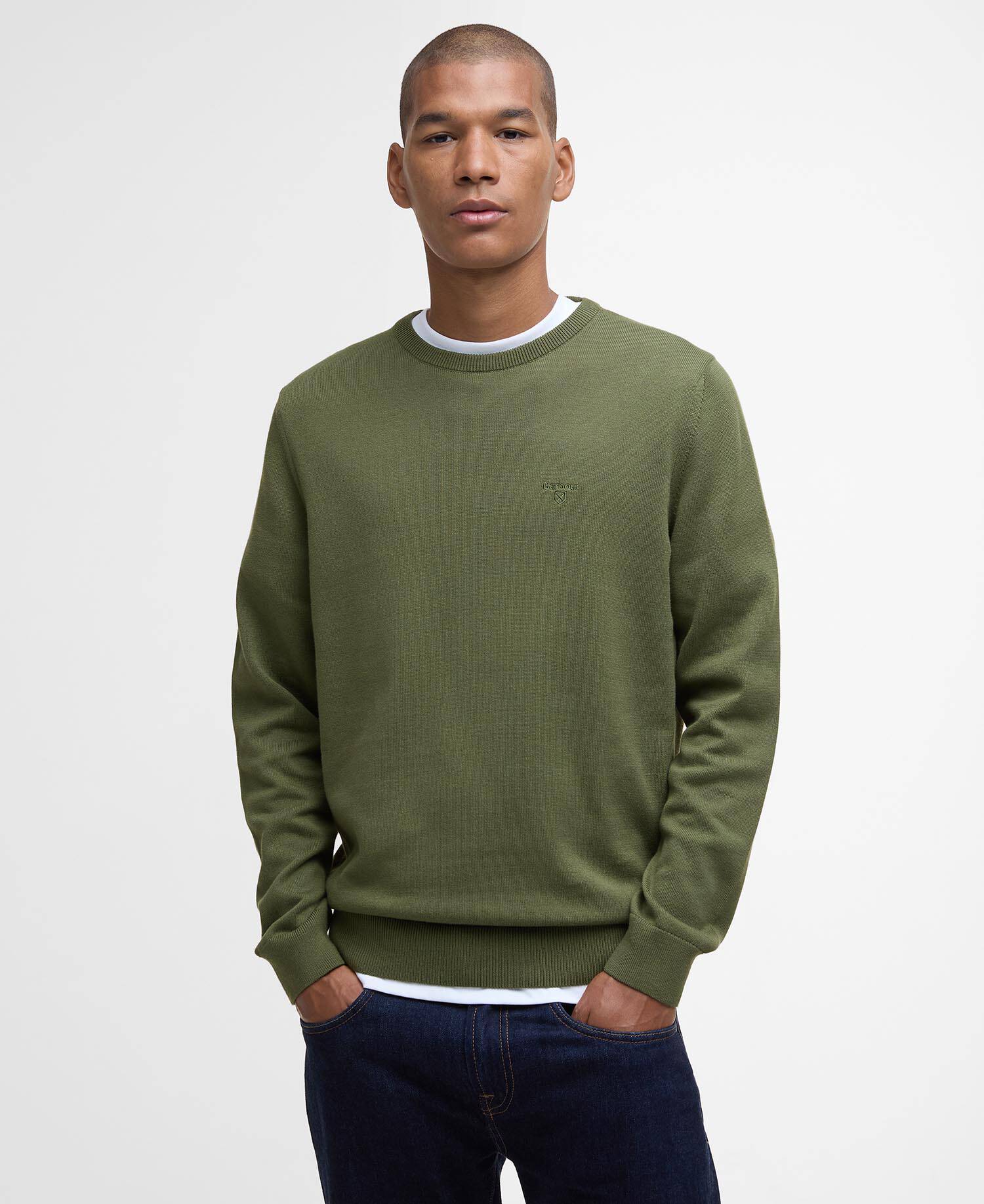 Pima Cotton Crew Neck Jumper Winter Moss image number 0