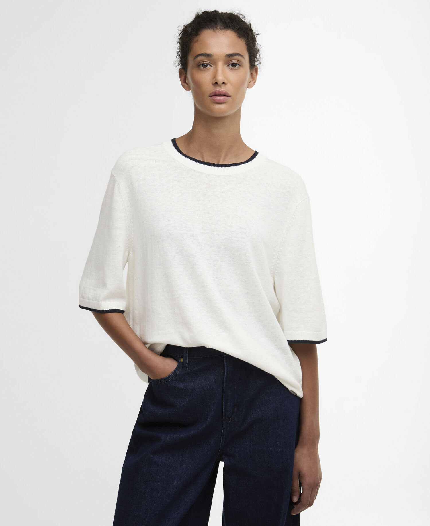 Verona Knitted T-Shirt Cloud/Dark Navy