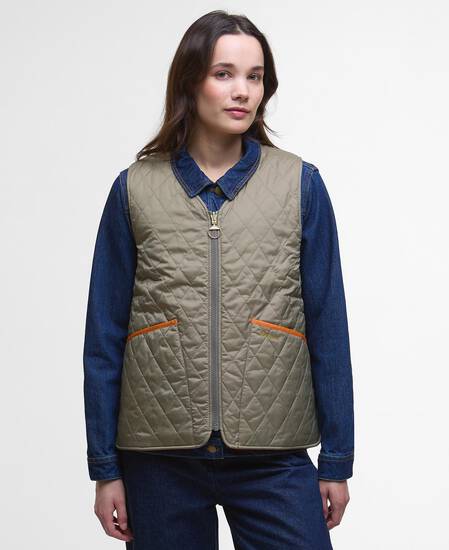 Gilet trapuntato reversibile My Barbour Timberwolf/Marigold