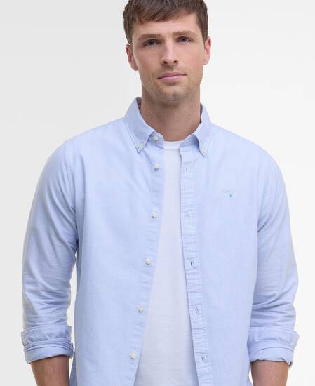Striped Oxford Tailored Long-Sleeved Shirt Sky Blue