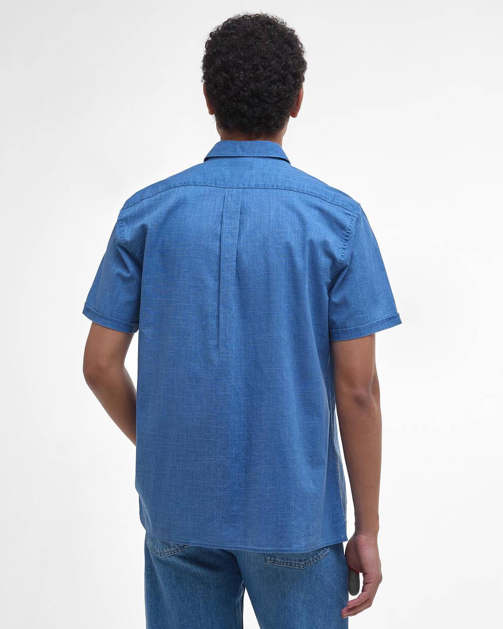 Camicia fiammata a maniche corte tinta con pigmenti