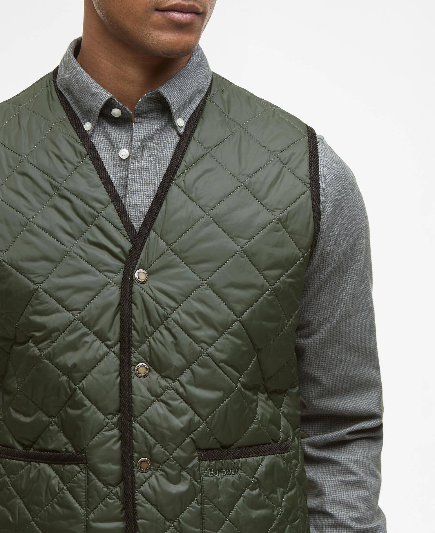 Modern Quilted Waistcoat Olive image number 3