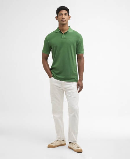 Poloshirt Washed Tartan Tailored Pique Washed Green