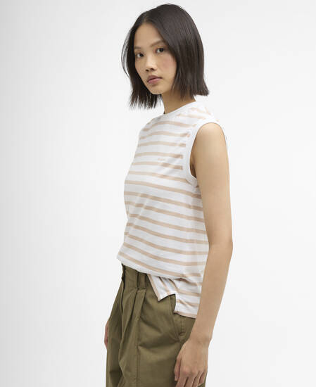 Debbie Striped Sleeveless Top Pebble Pink Stripe