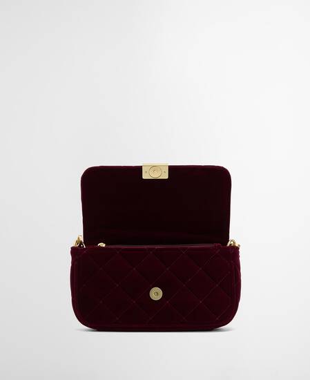 Mini borsa a tracolla trapuntata Soho Velvet Burgundy