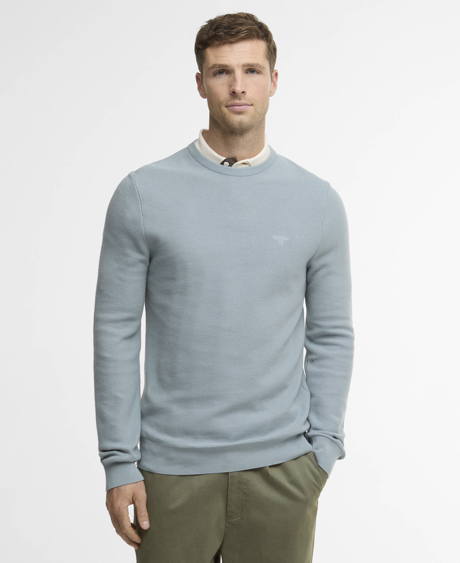 Pullover Essential Honeycomb Rundhalsausschnitt Slate image number 0