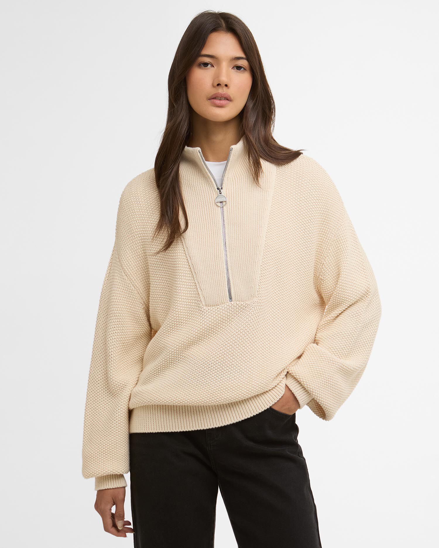 Rae Quarter-Zip Jumper Bone White