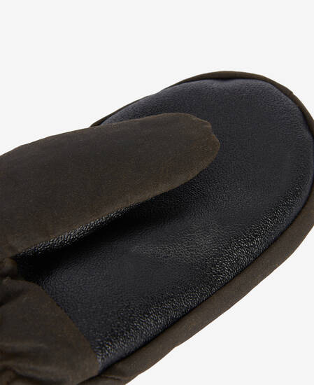 Waxed Faux-Fur Trim Mittens 