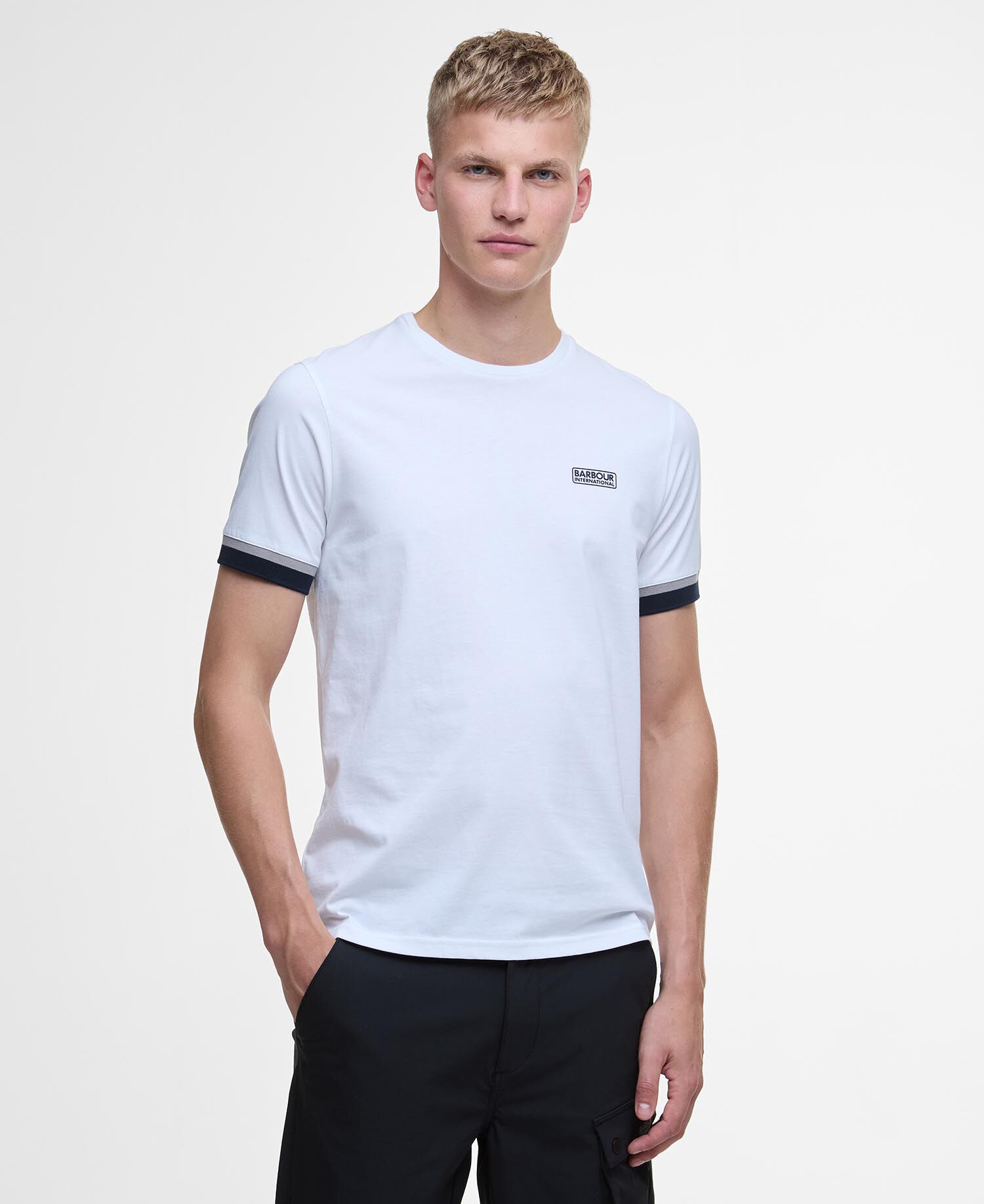 Deep Cuff Evan Tipped T-Shirt Classic White