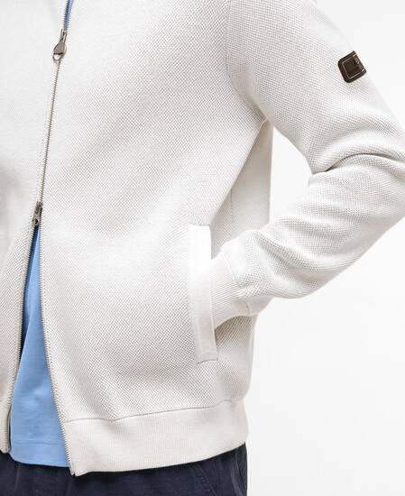 Patrick Bomber Zip Through Cardigan Whisper White