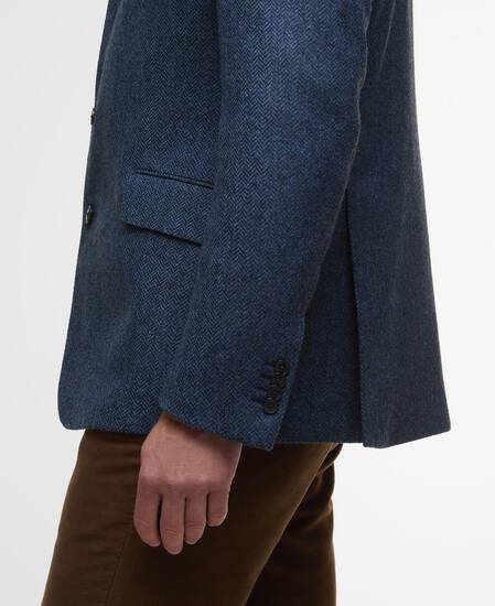 Blazer con motivo a spina di pesce Firth Moons Navy Blazer con motivo a spina di pesce Firth Moons Navy