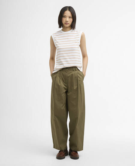 Debbie Striped Sleeveless Top Pebble Pink Stripe