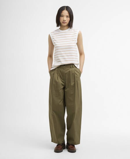 Debbie Striped Sleeveless Top Pebble Pink Stripe