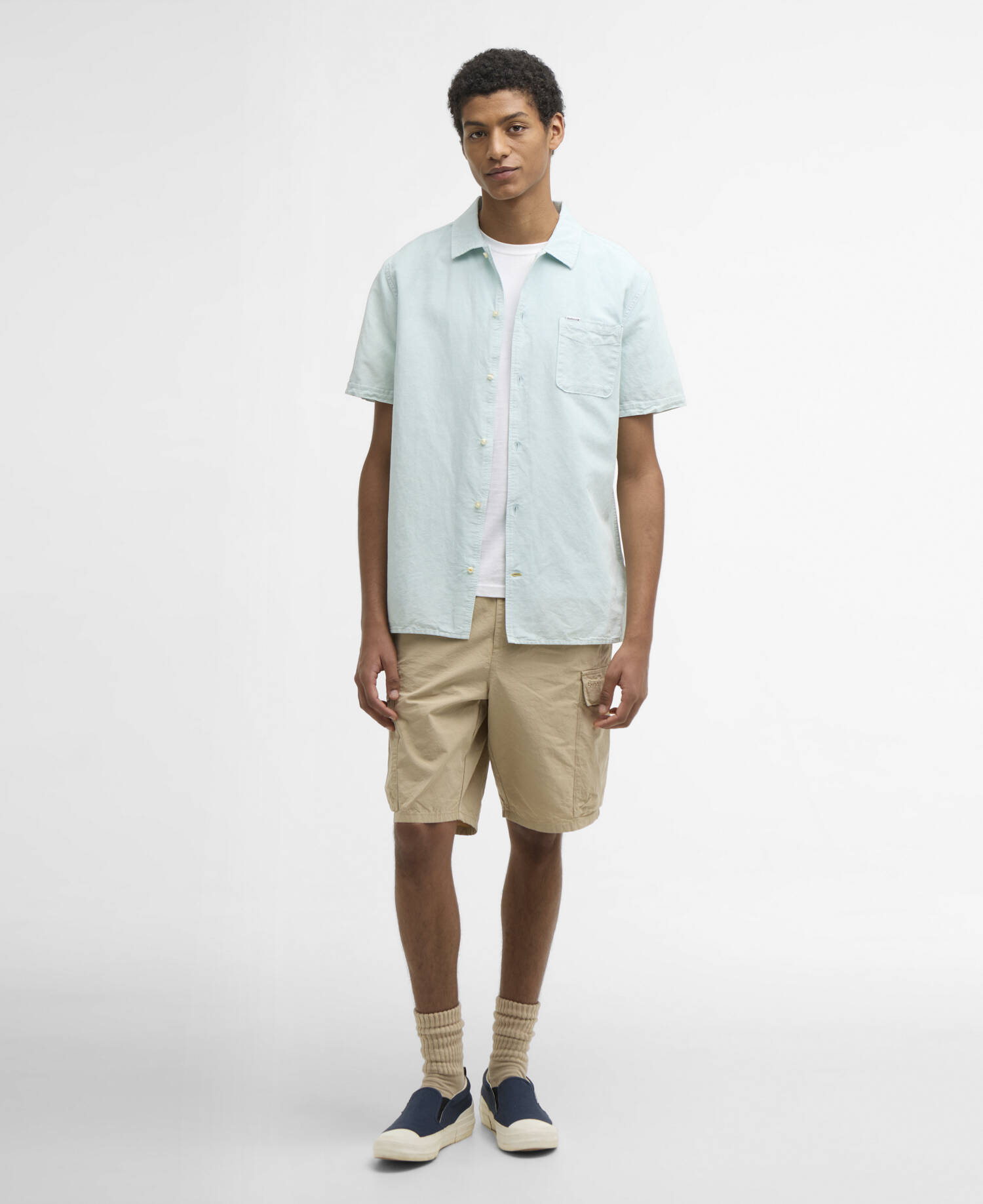 Kurzarmhemd Landkey Overdyed Regular Mint Blue image number 1