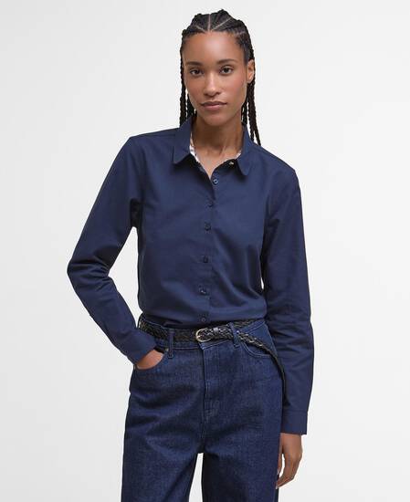 Lavender Tailored Long-Sleeved Shirt Navy/Hessian