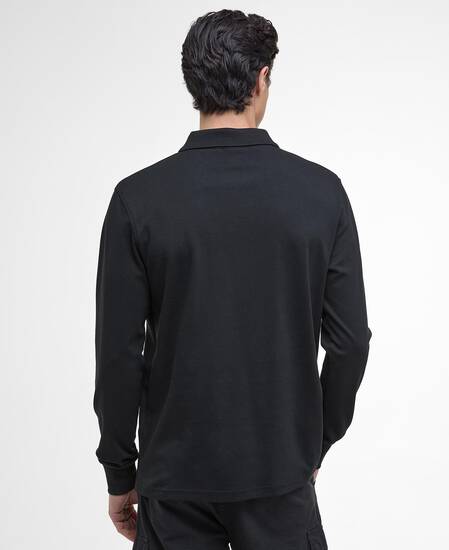 Innes Interlock Long-Sleeved Polo Shirt Black
