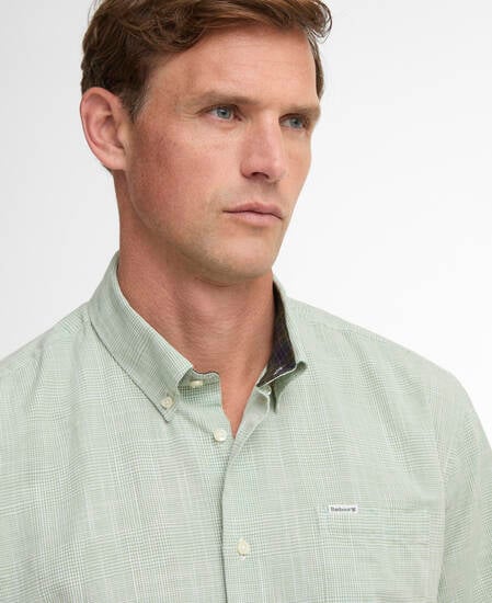 Fleming Linen Blend Regular Short-Sleeved Shirt Loden Green