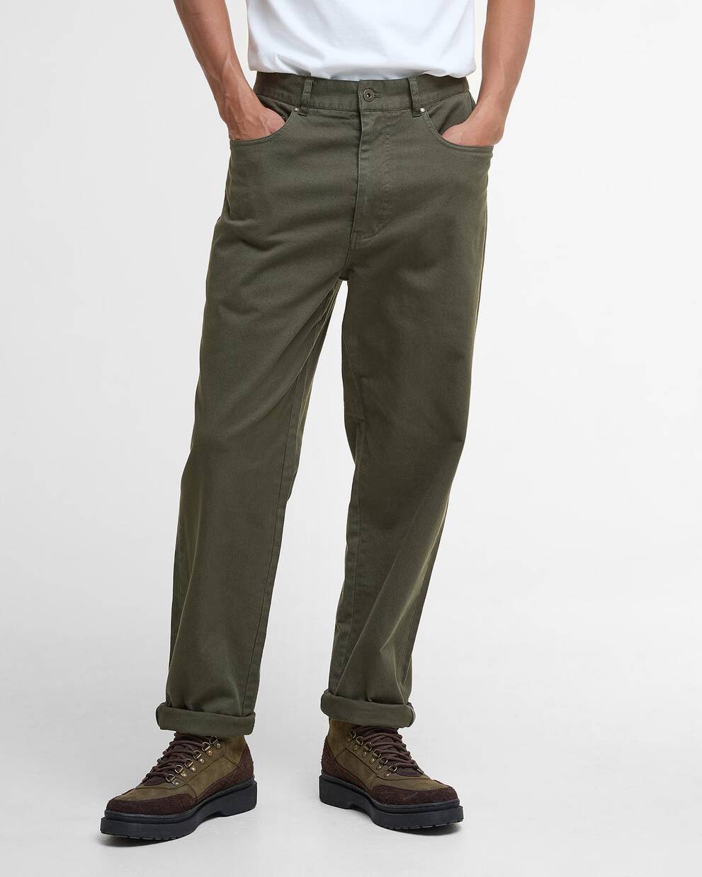 Washed Stretch Regular Trousers