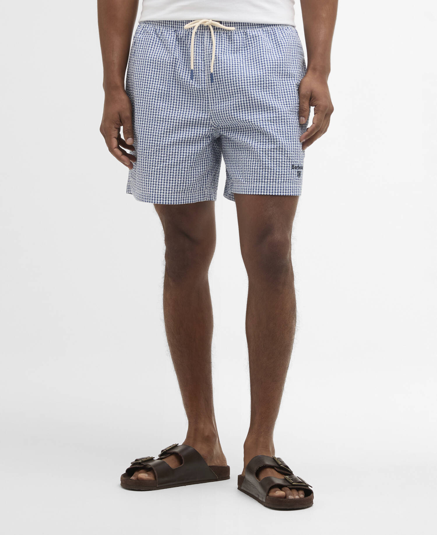 Gingham Seersucker Swim Short Sailboat Blue image number 1