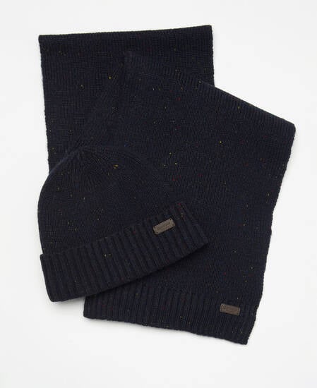 Carlton Fleck Beanie & Scarf Gift Set Classic Navy