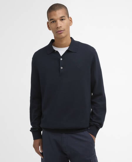Pima Cotton Knitted Polo Shirt Navy